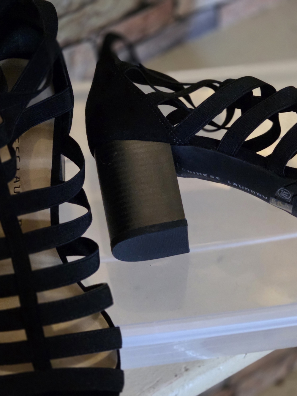 Chinese Laundry Black Strappy Block Heel Sandals